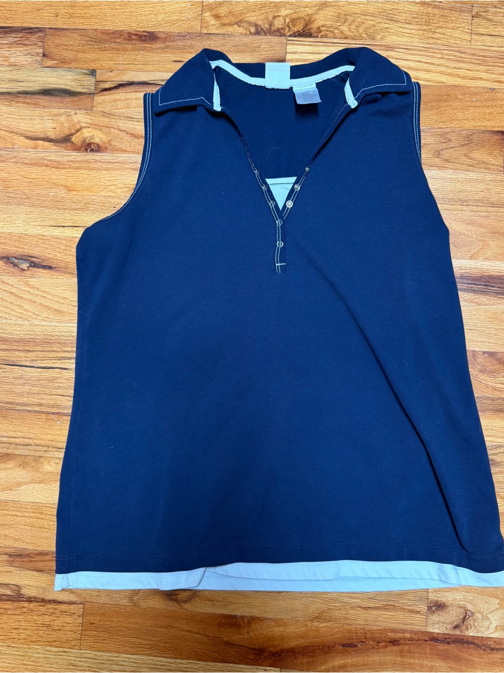 Just My Size Navy Blue Tank Top with Light Blue Trim